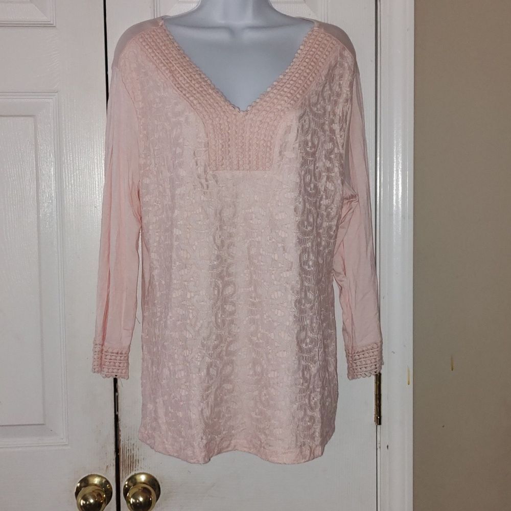 Tantrums Pink Lace casual top blouse Sz 1X NWOT
